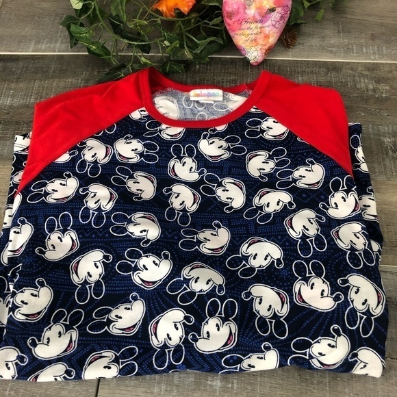 LulaRoe Disney Mickey Mouse Blue Red and White 3/4 Sleeve Top Size S - Picture 5 of 7